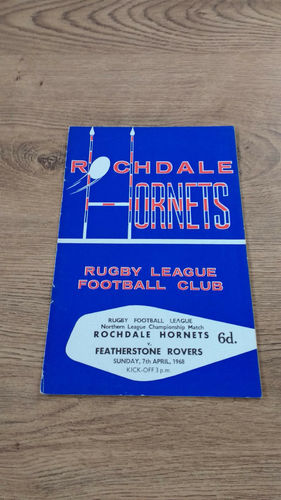 Rochdale Hornets v Featherstone Rovers Apr 1968 Rugby League Programme