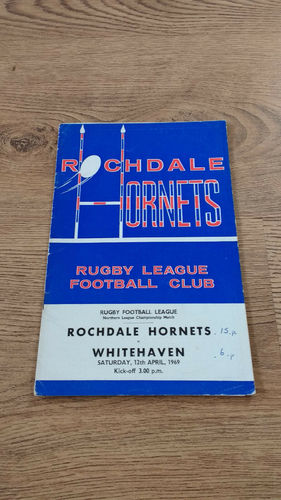 Rochdale Hornets v Whitehaven Apr 1969 Rugby League Programme