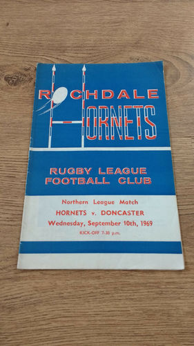 Rochdale Hornets v Doncaster Sept 1969 Rugby League Programme