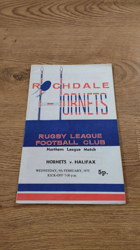 Rochdale Hornets v Halifax Feb 1972 Rugby League Programme