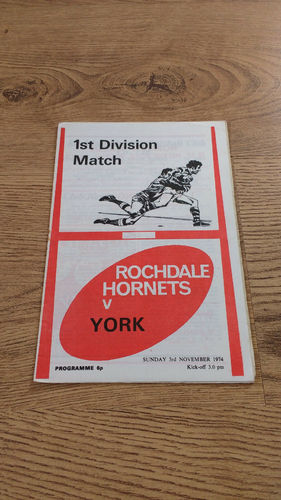 Rochdale Hornets v York Nov 1974 Rugby League Programme