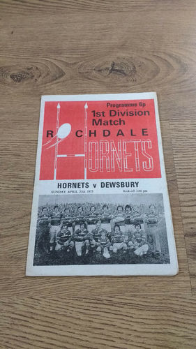 Rochdale Hornets v Dewsbury Apr 1975 Rugby League Programme