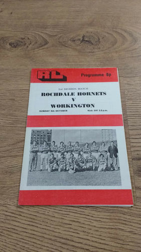 Rochdale Hornets v Workington Oct 1975 Rugby League Programme