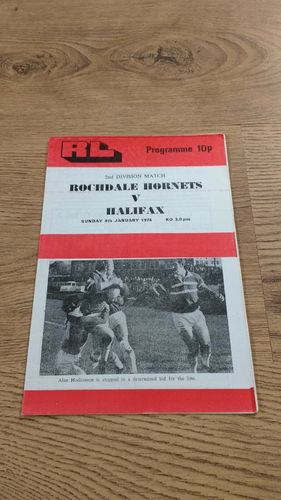 Rochdale Hornets v Halifax Jan 1976 Rugby League Programme