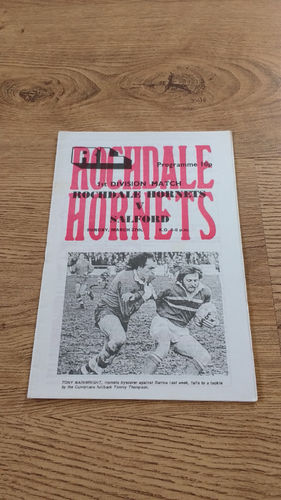 Rochdale Hornets v Salford Mar 1977 Rugby League Programme