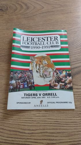 Leicester v Orrell Apr 1991 Rugby Programme