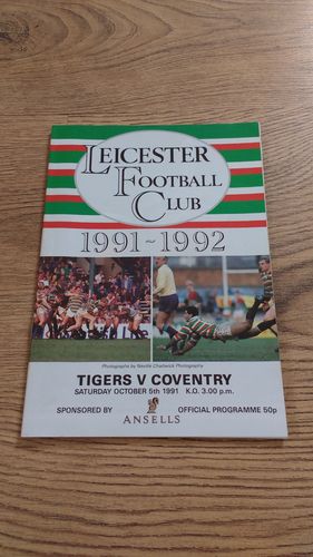 Leicester v Coventry Oct 1991 Rugby Programme