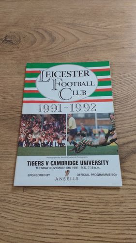 Leicester v Cambridge University Nov 1991 Rugby Programme