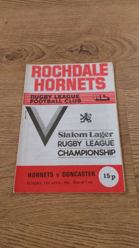 Rochdale Hornets v Doncaster Apr 1981 Rugby League Programme