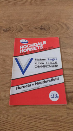 Rochdale Hornets v Huddersfield Sept 1981 Rugby League Programme