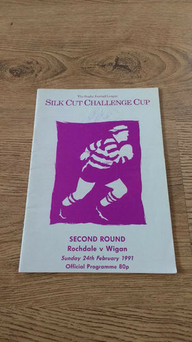 Rochdale Hornets v Wigan Challenge Cup Feb 1991 Rugby League Programme