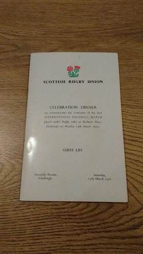 Scotland v England 1971 Centenary Rugby Dinner Guest List