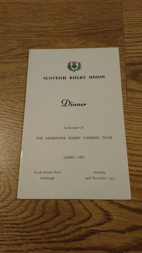 Scotland v Argentina 1973 Rugby Dinner Guest List