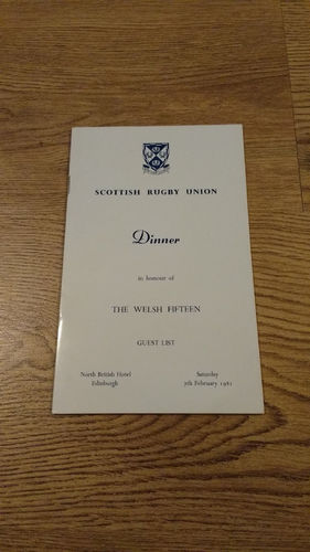 Scotland v Wales 1981 Rugby Dinner Guest List