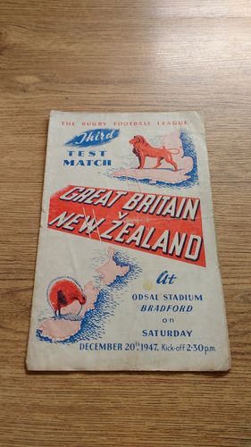 Great Britain v New Zealand 3rd Test 1947 Rugby League Programme