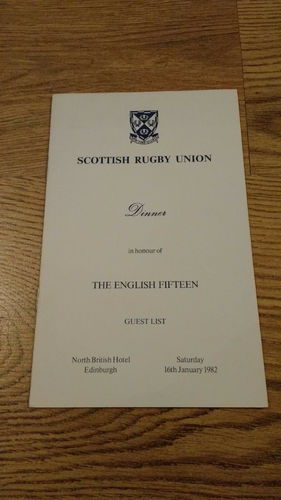 Scotland v England 1982 Rugby Dinner Guest List
