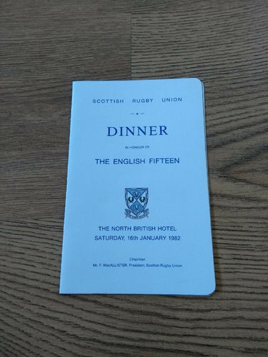 Scotland v England 1982 Rugby Dinner Menu