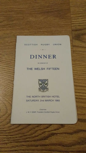 Scotland v Wales 1985 Rugby Dinner Menu