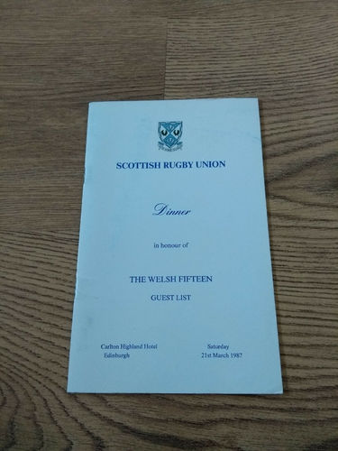 Scotland v Wales 1987 Dinner Guest List