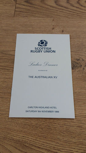Scotland v Australia 1996 Ladies Rugby Dinner Menu