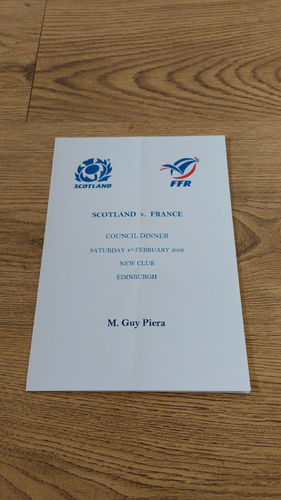 Scotland v France 2006 Council Rugby Dinner Menu