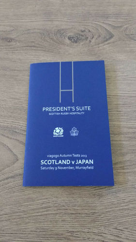 Scotland v Japan 2013 Rugby Dinner Menu & Guest List