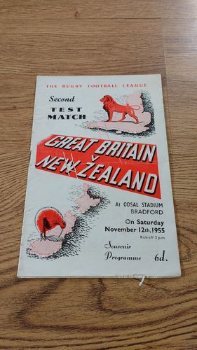 Great Britain v New Zealand 2nd Test 1955 Rugby League Programme
