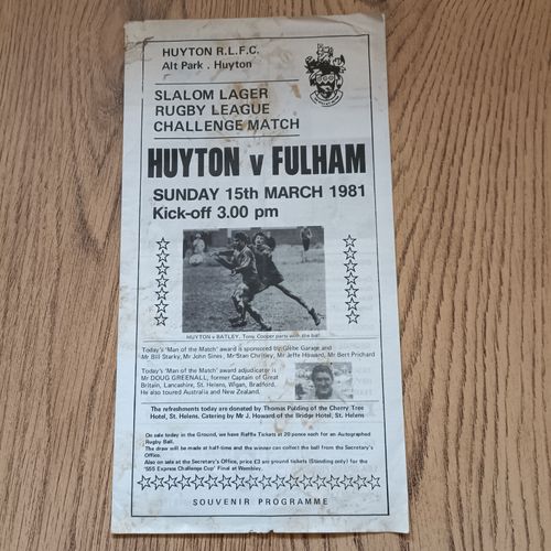 Huyton v Fulham Mar 1981