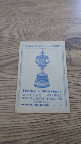 Wakefield Trinity v Dewsbury Sept 1966 Yorkshire Cup Rugby League Programme