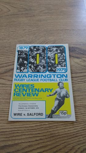 Warrington v Salford Oct 1979 Rugby League Programme