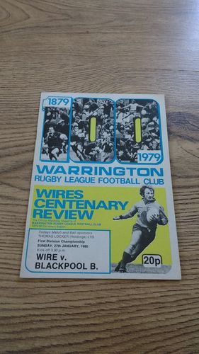 Warrington v Blackpool Borough Jan 1980 Rugby League Programme