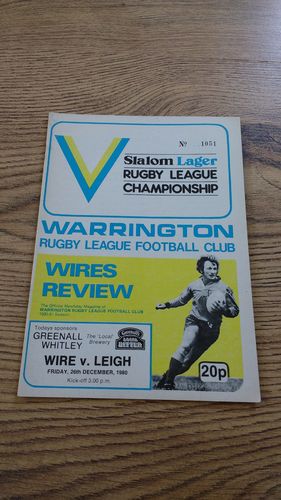 Warrington v Leigh Dec 1980 Rugby League Programme