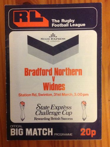 Bradford N v Widnes 1979 Challenge Cup Semi-Final Rugby League Programme