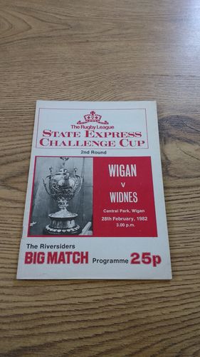 Wigan v Widnes Feb 1982 Challenge Cup RL Programme
