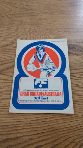 Great Britain v Australia 3rd Test 1978 Rugby League Programme