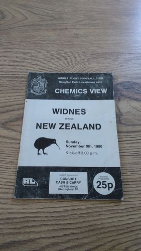 Widnes v New Zealand 1980 Rugby League Programme