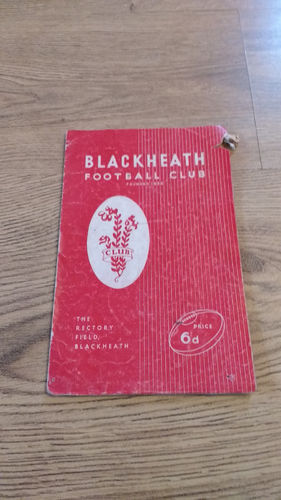 Blackheath v Birkenhead Park Oct 1959 Rugby Programme