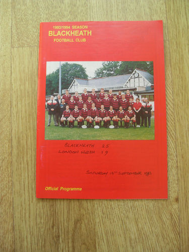 Blackheath v London Welsh Sept 1993 Rugby Programme