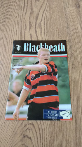 Blackheath v West Hartlepool Dec 1997 Rugby Programme