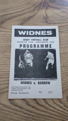 Widnes v Barrow Sept 1966 Lancashire Cup Rugby League Programme