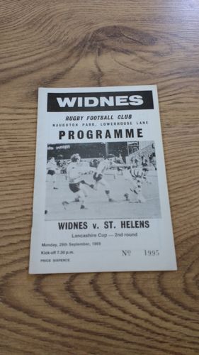 Widnes v St Helens Sept 1969 Lancashire Cup Rugby League Programme