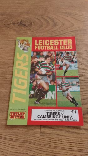 Leicester v Cambridge University Nov 1993 Rugby Programme