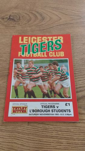 Leicester v Loughborough Students Nov 1993 Rugby Programme