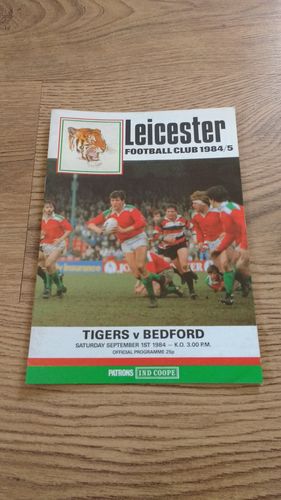 Leicester v Bedford Sept 1984 Rugby Programme
