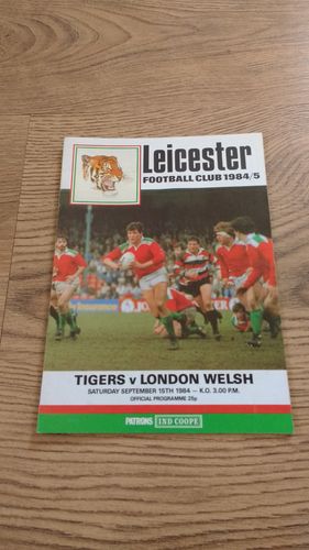 Leicester v London Welsh Sept 1984 Rugby Programme