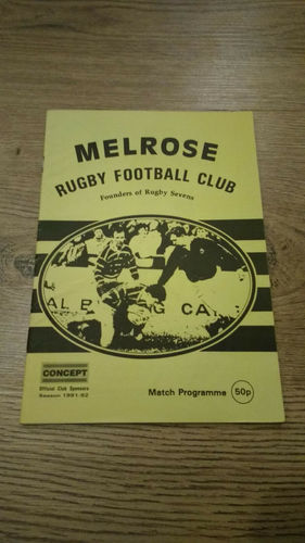 Melrose v Currie Dec 1991 Rugby Programme