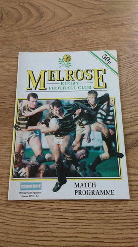 Melrose v Watsonians Sept 1993 Rugby Programme