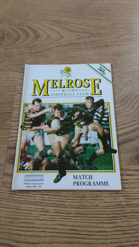 Melrose v Biggar Oct 1993 Rugby Programme