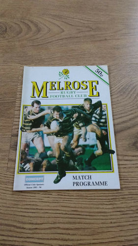 Melrose v West of Scotland Jan 1994 Rugby Programme