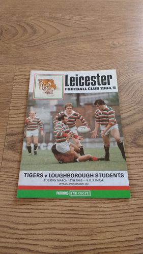 Leicester v Loughborough Students Mar 1985 Rugby Programme